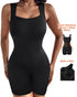 Seamless Square Neck Sleeveless Tank Top Tummy Control Bodysuit Romper black
