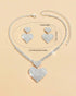 2 Pieces Heart Pattern Rhinestone Necklace and Sparky Drop Earrings Jewellery Set for Valentine's Day Wedding Gifts silver