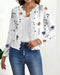 Jacquard Contrast Lace Scallop Trim Open Front Coat Casual Breathable Crop Cardigan white
