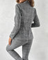 Houndstooth Pattern Double Breasted Blazer With Belt light gray