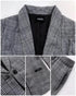 2 Piece Blazer Notched Collar Plaid Print Coat Drawstring Pants Set with Pockets Casual Suits light gray