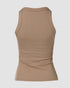 ChicMe Built-in Bra Ribbed Round Neck Tank Top khaki