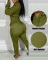 2 Pieces Outfit Drop Shoulder Kangaroo Pocket Stretchy Hem Crop Drawstring Hoodie Sweatshirt and Drawstring Elastic Waist Jogger Sweatpants Casual Tracksuit green
