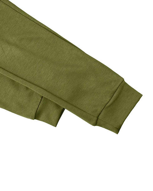 2 Pieces Outfit Drop Shoulder Kangaroo Pocket Stretchy Hem Crop Drawstring Hoodie Sweatshirt and Drawstring Elastic Waist Jogger Sweatpants Casual Tracksuit green