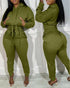 2 Pieces Outfit Drop Shoulder Kangaroo Pocket Stretchy Hem Crop Drawstring Hoodie Sweatshirt and Drawstring Elastic Waist Jogger Sweatpants Casual Tracksuit green