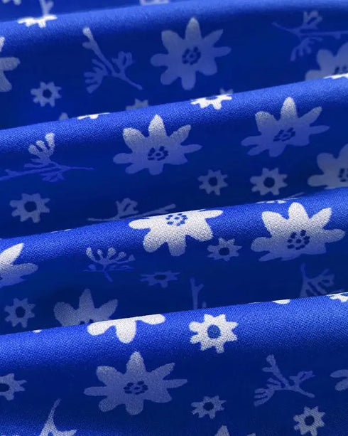 Floral Print Square Neck Thick Strap Tied Detail Romper Casual Shirred Lace-up Back Slit Skort Romper blue