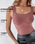 U-Neck Sleeveless Tank Seamless Skinny Layering Top with Built-In Bra style9