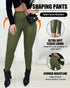 ChicMe CurveEase PU Leather Leggings High Waist Curved Fleece Lined Tights Casual Pants Army green