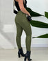ChicMe CurveEase PU Leather Leggings High Waist Curved Fleece Lined Tights Casual Pants Army green