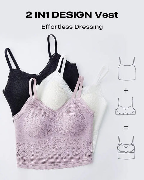 Lace V-Neck Adjustable Spaghetti Strap Bralette Camisoles Sexy Soft Crop Cami Top purple