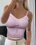 Lace V-Neck Adjustable Spaghetti Strap Bralette Camisoles Sexy Soft Crop Cami Top purple
