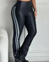 Colorblock Contrast Paneled High Waist Skinny Pants Tummy Control Sporty Pants black