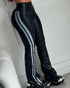 Colorblock Contrast Paneled High Waist Skinny Pants Tummy Control Sporty Pants black