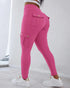 Zipper Pocket Slim Fit Yoga Pants Casual High Waist Workout Pants hot pink