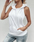 Stylish Pocket Open Back Drawstring Hooded Top with Baudeau white