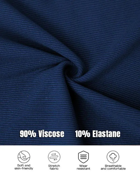 ChicMe Built-in Bra U-Neck Long Sleeve Ribbed Top purplish blue