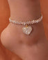 1pc Rhinestone Love Pendant Chain Anklet gold