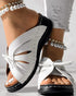 Hollow Out Tied Detail Wedge Slippers white