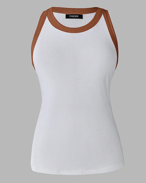 Eyelash Print Casual Tank Top Light Brown