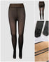 Fleece Lined Tummy Control Butt Lifter Tights Fake Translucent Thermal High Waist Pantyhose Tights Leggings black