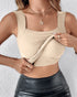 U-Neck Sleeveless Tank Seamless Skinny Layering Top with Built-In Bra nude
