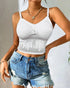 Lace V-Neck Adjustable Spaghetti Strap Bralette Camisoles Sexy Soft Crop Cami Top white