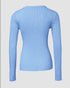 Crewneck Long Sleeve Ribbed Top Half Zipper Design Casual Pullover Tops blue