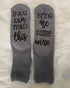 1Pair Funny Letter Print Crew Socks gray