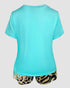 2 Pieces Outfit Graphic Pattern Short Sleeve Top and Casual Tie Dye Print Pants Set turquoise blue
