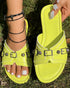Buckle & Studded Decor Round Toe Flat Slippers For Spring Or Summer lvs green