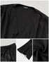 2 Pieces V Neck Button Decor Bell Sleeve Top and Casual Drawstring Stechy Waist Shorts Set black
