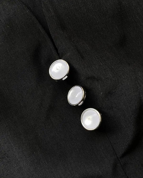 2 Pieces V Neck Button Decor Bell Sleeve Top and Casual Drawstring Stechy Waist Shorts Set black