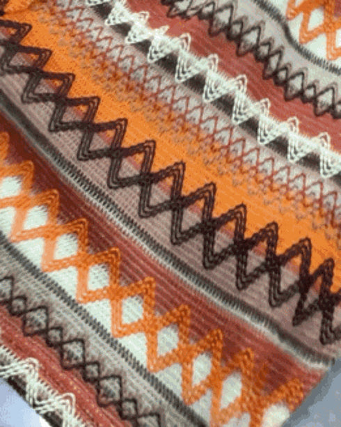 Chevron Pattern V-Neck Chain Decor Pocket Design Mini Dress Multicolor