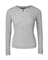 Crewneck Long Sleeve Ribbed Top Half Zipper Design Casual Pullover Tops gray