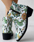 Vintage Floral Tribal Pattern Zipper Back Ankle Boots green