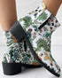 Vintage Floral Tribal Pattern Zipper Back Ankle Boots green