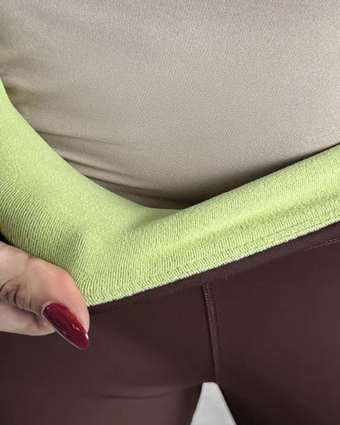 ChicMe ShapeLift Fleece Lined Active Pants Thick Soft Tummy Control Termal Warm Winter Shaping Pants coffee