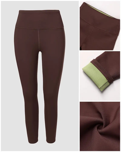 ChicMe ShapeLift Fleece Lined Active Pants Thick Soft Tummy Control Termal Warm Winter Shaping Pants coffee