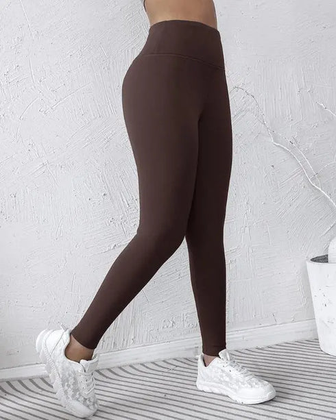 ChicMe ShapeLift Fleece Lined Active Pants Thick Soft Tummy Control Termal Warm Winter Shaping Pants coffee