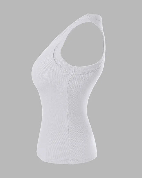 ChicMe Built-in Bra 2 Piece Athletic Tank Tops for Women Ribbed Tank Top style1