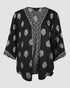 Floral Print V Neck Long Sleeve Blouse Casual Loose Fit Top black