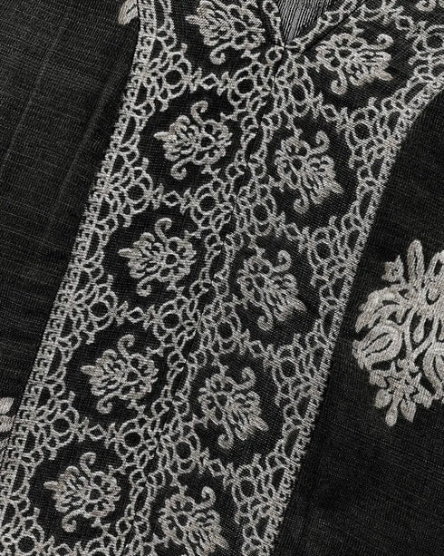 Floral Print V Neck Long Sleeve Blouse Casual Loose Fit Top black