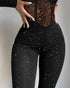 Glitter Cold Shoulder Contrast Lace Corset Jumpsuit black