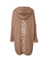 Letter Heart Pattern Long Cardigans Knitted Open Front Oversized Hooded Outerwear Sweater Coat khaki