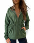 Long Sleeve Waist Drawstring Hooded Coat Casual Loose Fit Cardigan Jacket with Pockets Army green