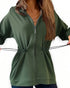 Long Sleeve Waist Drawstring Hooded Coat Casual Loose Fit Cardigan Jacket with Pockets Army green