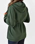 Long Sleeve Waist Drawstring Hooded Coat Casual Loose Fit Cardigan Jacket with Pockets Army green