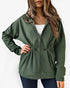 Long Sleeve Waist Drawstring Hooded Coat Casual Loose Fit Cardigan Jacket with Pockets Army green