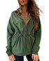 Long Sleeve Waist Drawstring Hooded Coat Casual Loose Fit Cardigan Jacket with Pockets Army green