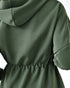 Long Sleeve Waist Drawstring Hooded Coat Casual Loose Fit Cardigan Jacket with Pockets Army green
